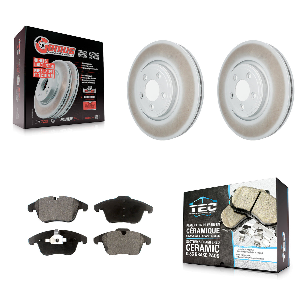 Front Coated Disc Brake Rotor And Ceramic Pad Kit For Jaguar XF XK Vanden Plas S-Type XJ8 KGT-100429