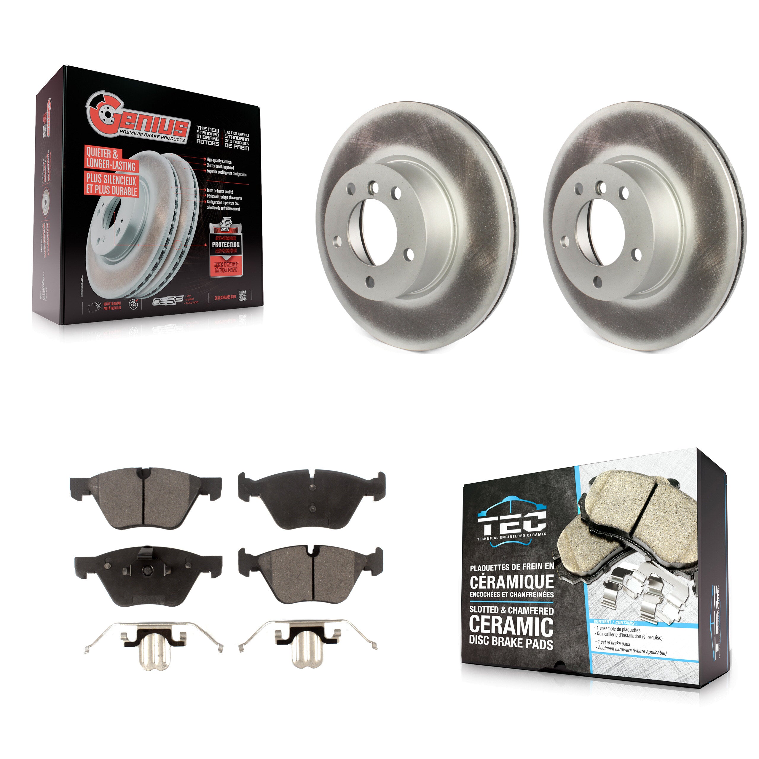 Front Coated Disc Brake Rotors And Ceramic Pads Kit For BMW X1 328xi KGT-100433