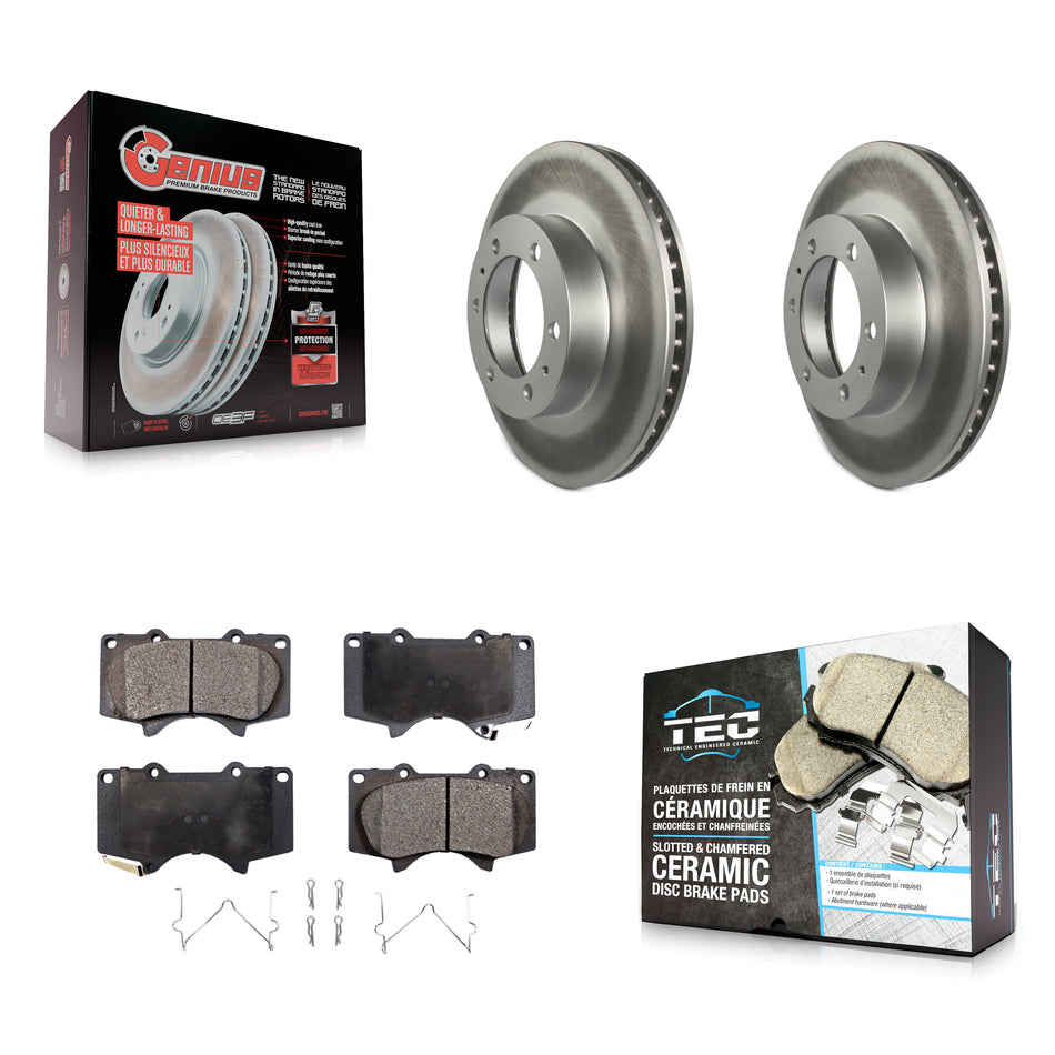 Front Coated Disc Brake Rotors And Ceramic Pads Kit For Toyota Tacoma 4Runner FJ Cruiser KGT-100442