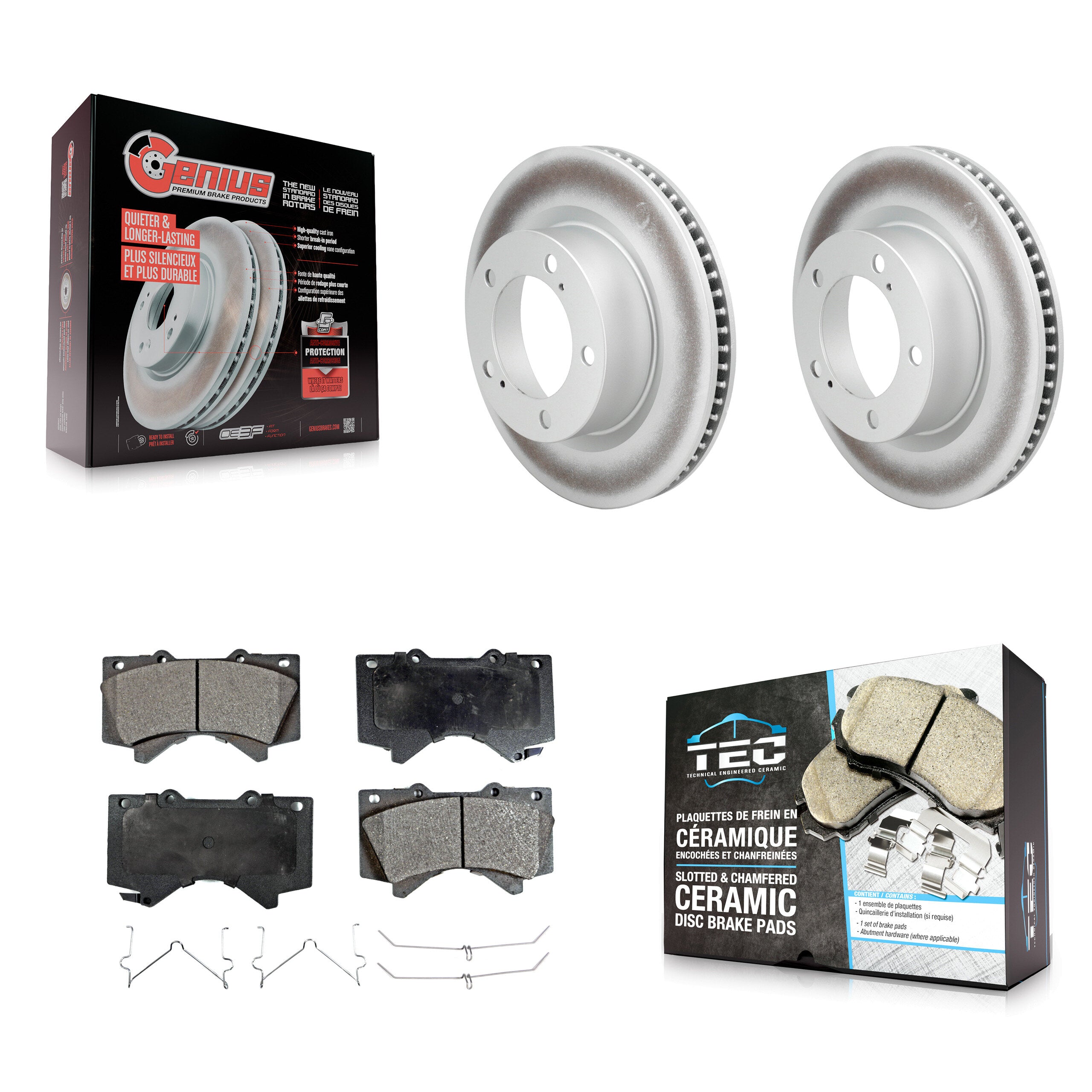 Front Coated Disc Brake Rotors And Ceramic Pads Kit For Lexus LX570 Toyota Land Cruiser KGT-100443