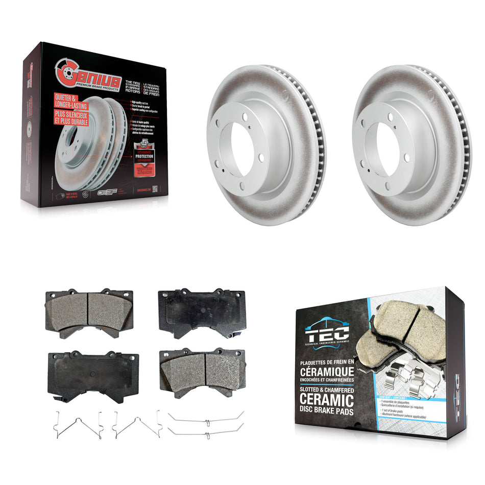 Front Coated Disc Brake Rotors And Ceramic Pads Kit For Lexus LX570 Toyota Land Cruiser KGT-100443