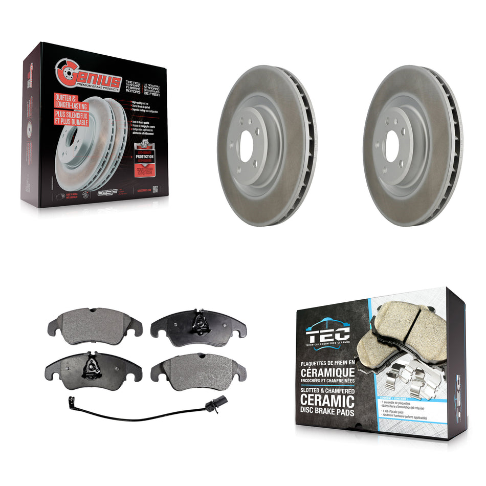 Front Coated Disc Brake Rotors And Ceramic Pads Kit For Audi Q5 A4 Quattro S4 S5 A6 A7 A5 KGT-100444