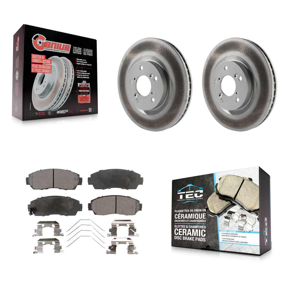 Front Coated Disc Brake Rotors And Ceramic Pads Kit For 2011-2014 Honda Odyssey KGT-100454