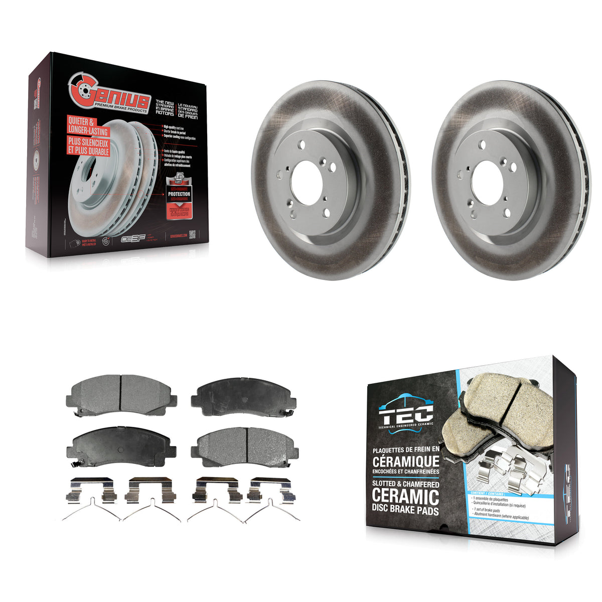 Front Coated Disc Brake Rotors And Ceramic Pads Kit For 2009-2014 Acura TL KGT-100455