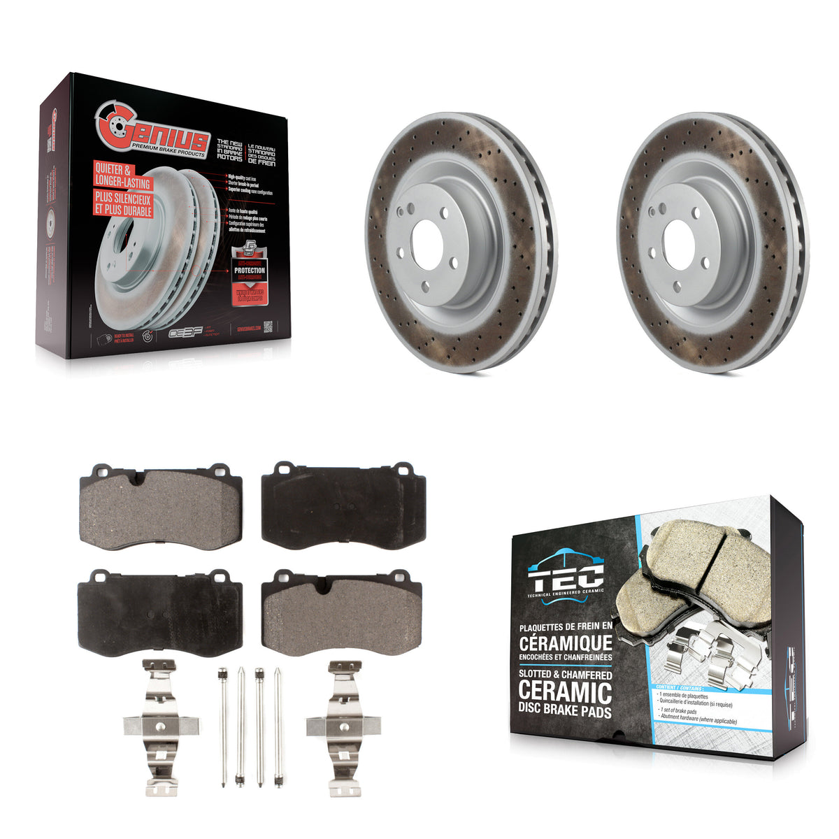 Front Coat Brake Rotors Ceramic Pad Kit For Mercedes-Benz S550 S450 SL550 CL550 S350 S400 KGT-100456