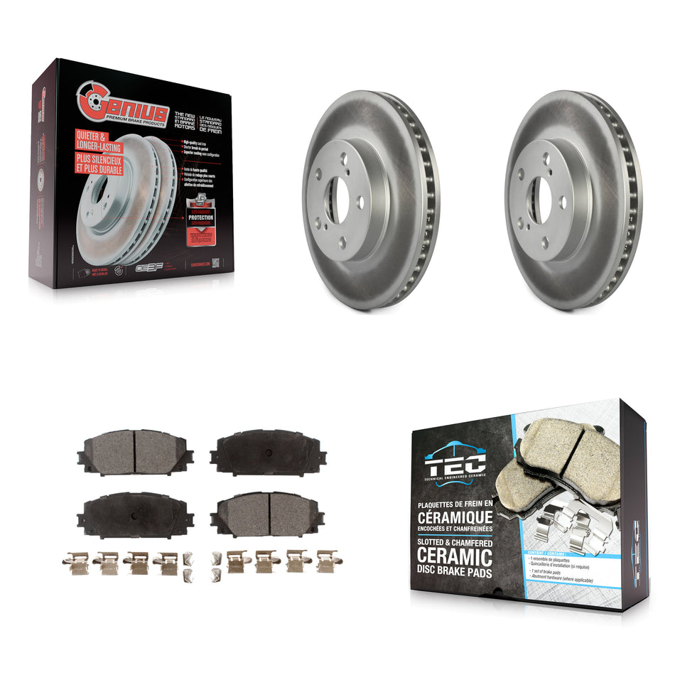 Front Coated Disc Brake Rotors And Ceramic Pads Kit For Toyota Prius Lexus CT200h Plug-In KGT-100457