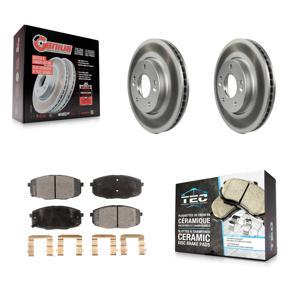 Front Coated Disc Brake Rotors And Ceramic Pads Kit For Kia Forte Koup Forte5 KGT-100458