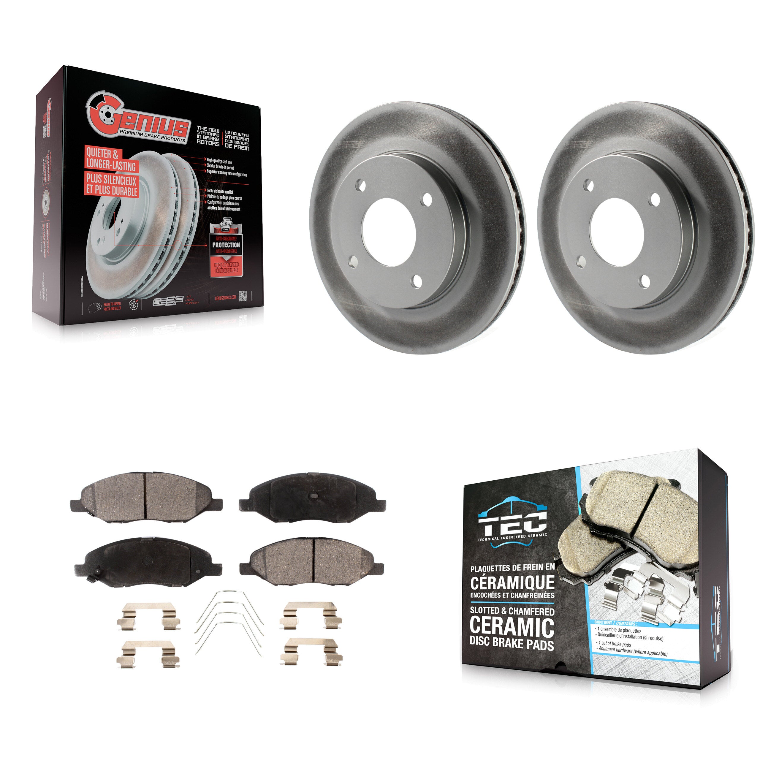 Front Coated Disc Brake Rotors And Ceramic Pads Kit For 2009-2011 Nissan Versa 1.6L KGT-100461