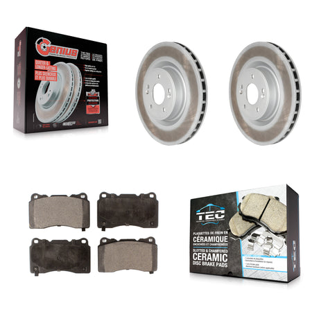 Front Coated Disc Brake Rotors And Ceramic Pads Kit For Hyundai Genesis Coupe KGT-100462
