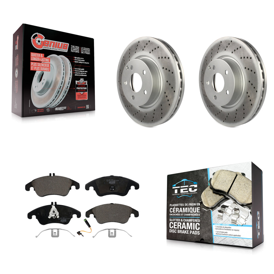Front Coated Brake Rotors Ceramic Pad Kit For Mercedes-Benz C300 E350 C350 E400 E250 E300 KGT-100472