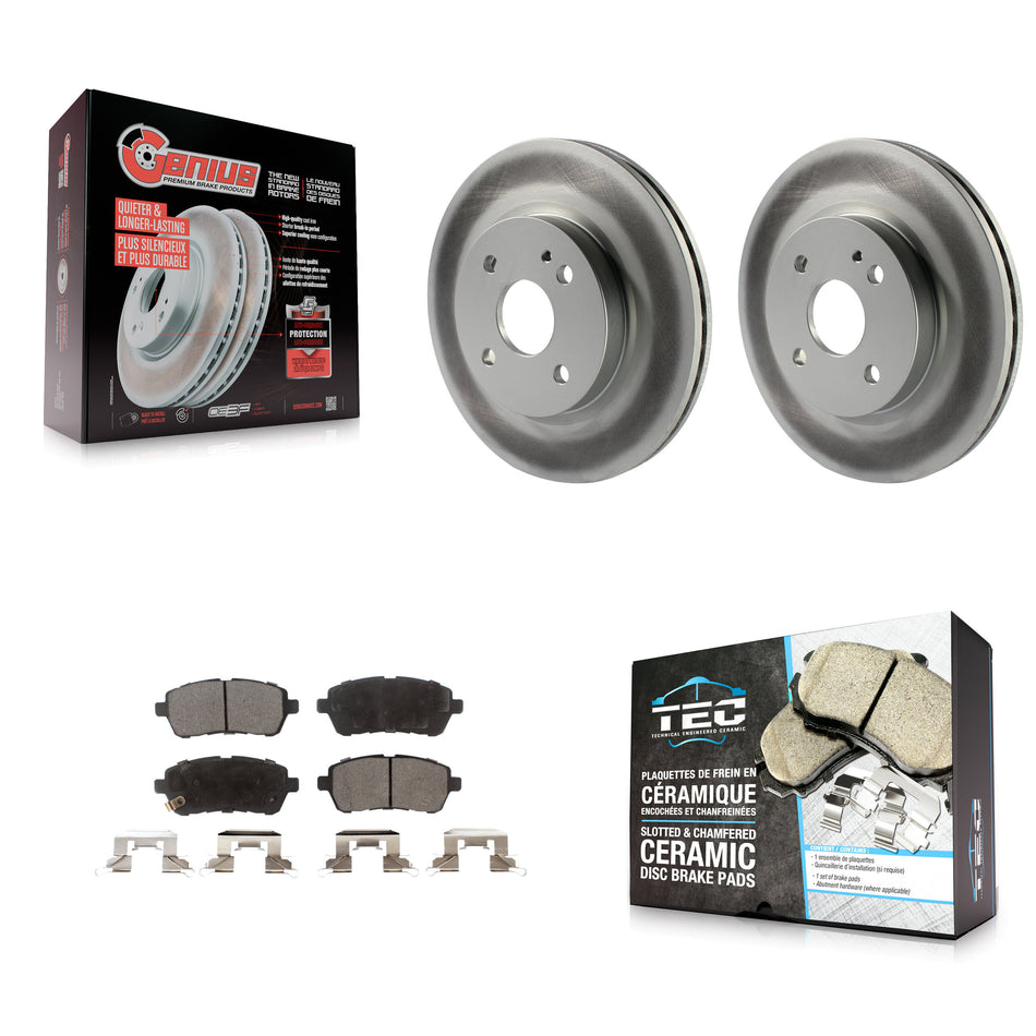 Front Coated Disc Brake Rotors And Ceramic Pads Kit For 2011-2014 Mazda 2 KGT-100477