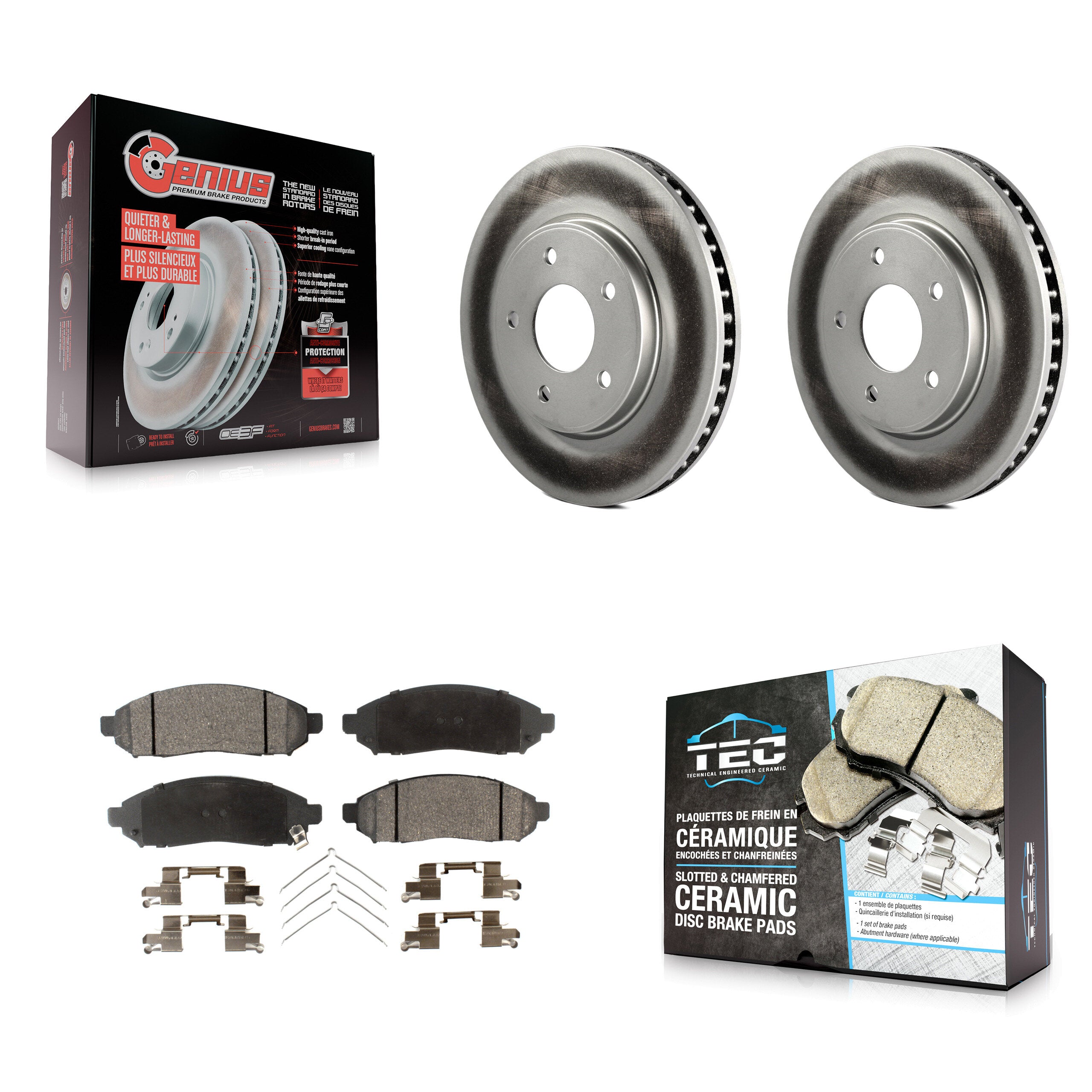 Front Coat Disc Brake Rotors Ceramic Pad Kit For Nissan NV200 LEAF Chevrolet City Express KGT-100479