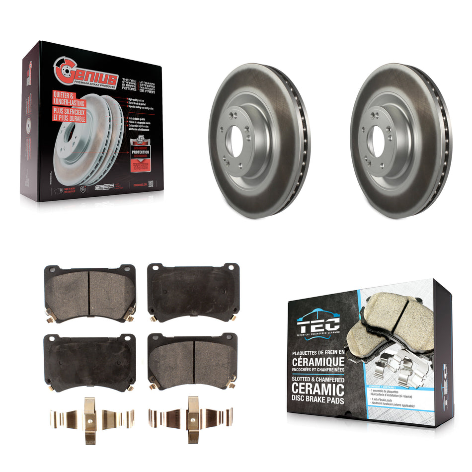 Front Coated Disc Brake Rotors And Ceramic Pads Kit For Hyundai Genesis Equus KGT-100480