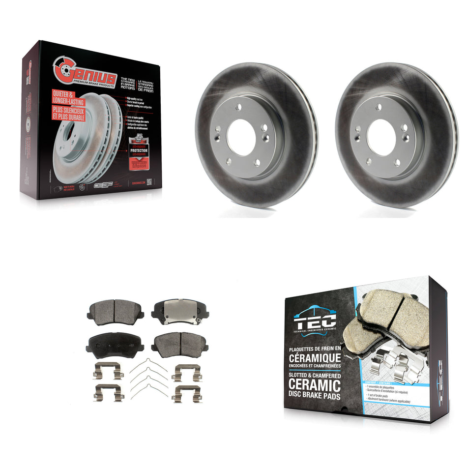 Front Coated Brake Rotor Ceramic Pad Kit For Kia Forte Hyundai Elantra GT Veloster Forte5 KGT-100484
