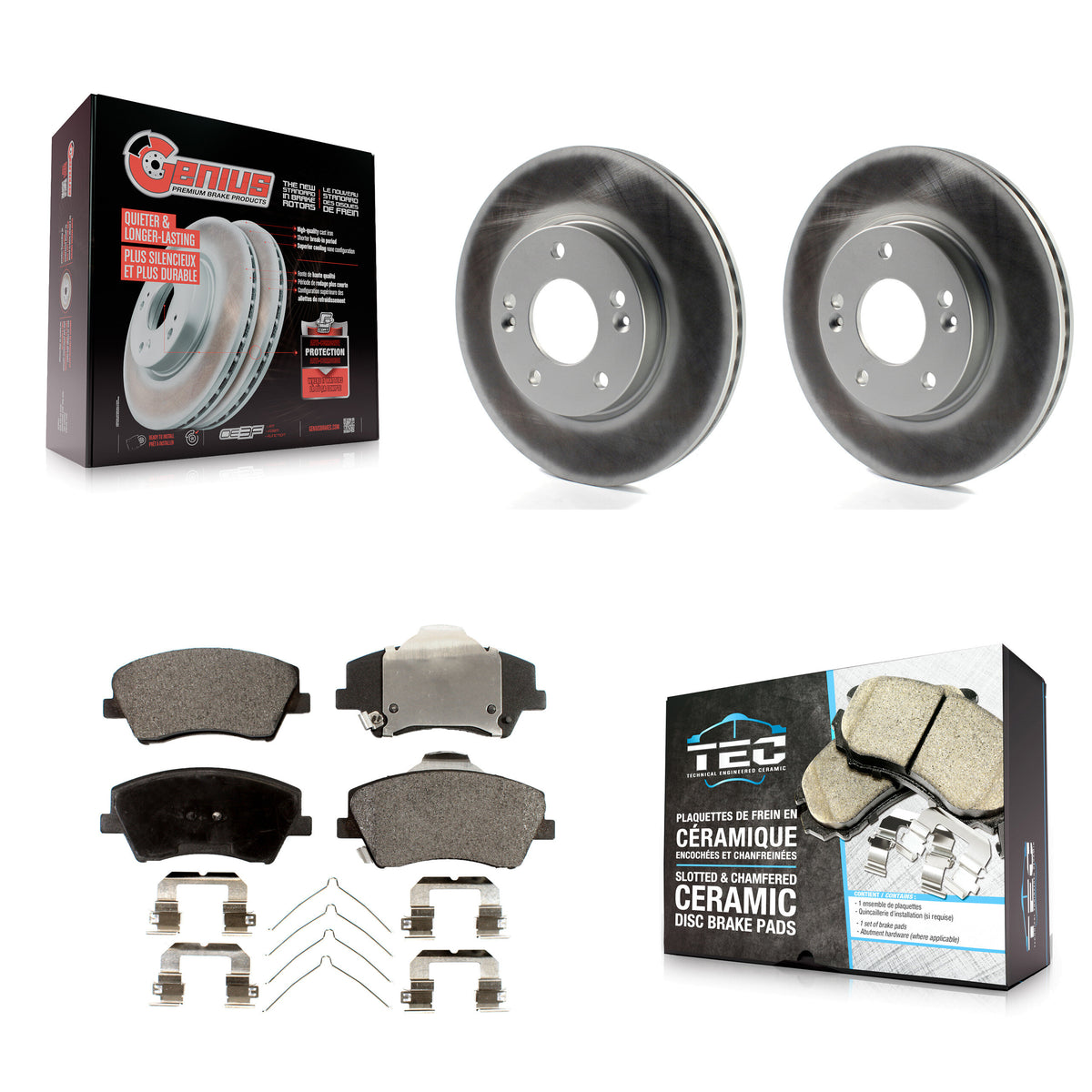 Front Coated Disc Brake Rotors And Ceramic Pads Kit For Hyundai Elantra KGT-100485