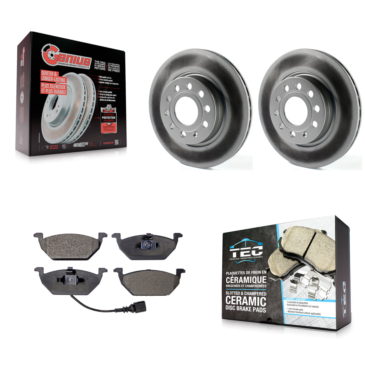 Front Coated Disc Brake Rotors And Ceramic Pads Kit For Volkswagen Jetta KGT-100494