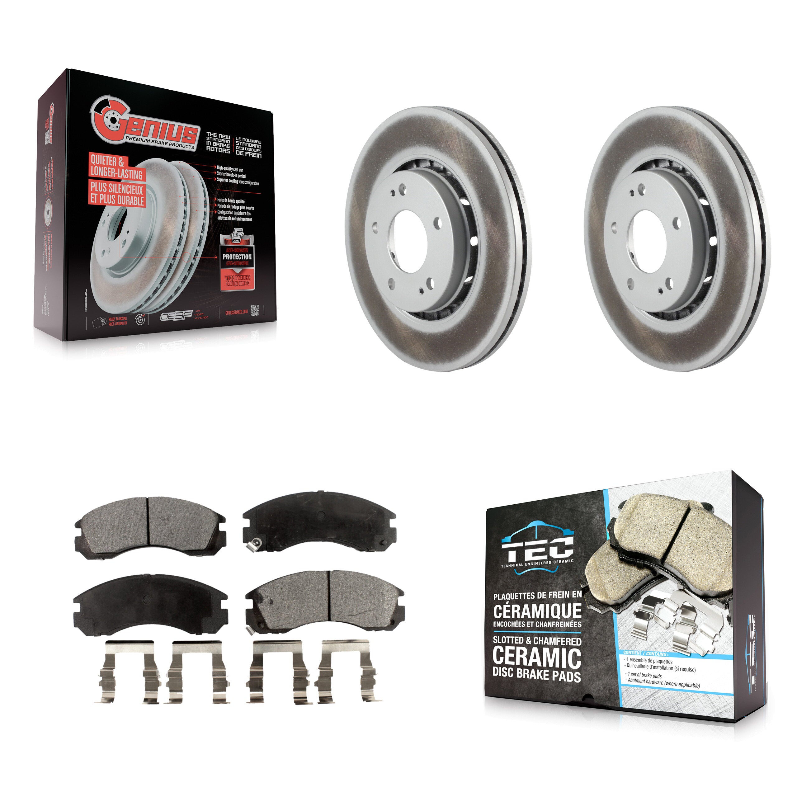 Front Coated Disc Brake Rotors And Ceramic Pads Kit For Mitsubishi Lancer KGT-100495