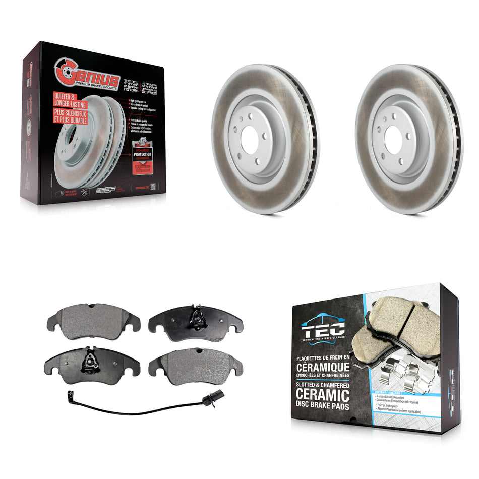 Front Coated Brake Rotor Ceramic Pad Kit For 2014 Audi A6 With 356mm Diameter KGT-100496
