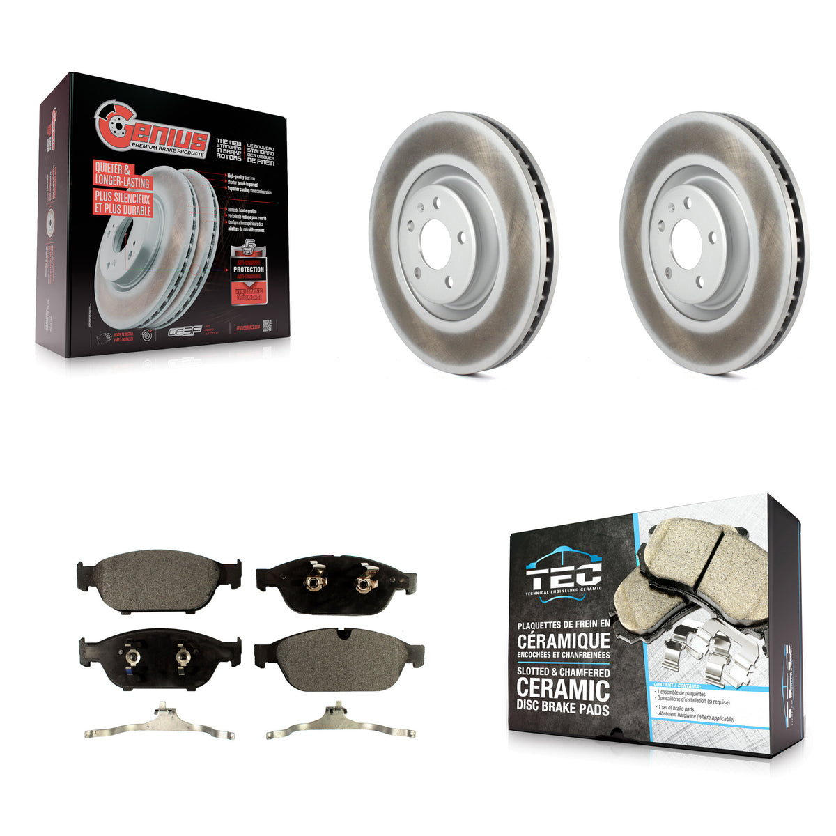 Front Coated Disc Brake Rotors And Ceramic Pads Kit For Audi A6 Quattro A7 A8 KGT-100497