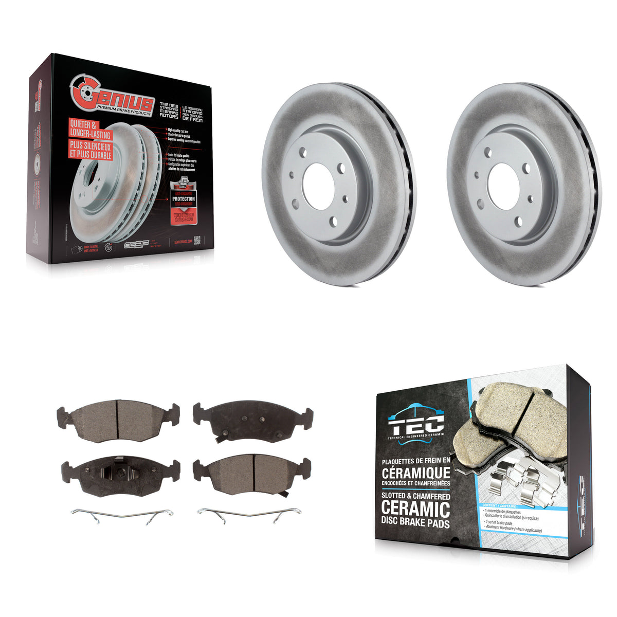Front Coated Disc Brake Rotors And Ceramic Pads Kit For Fiat 500 KGT-100500