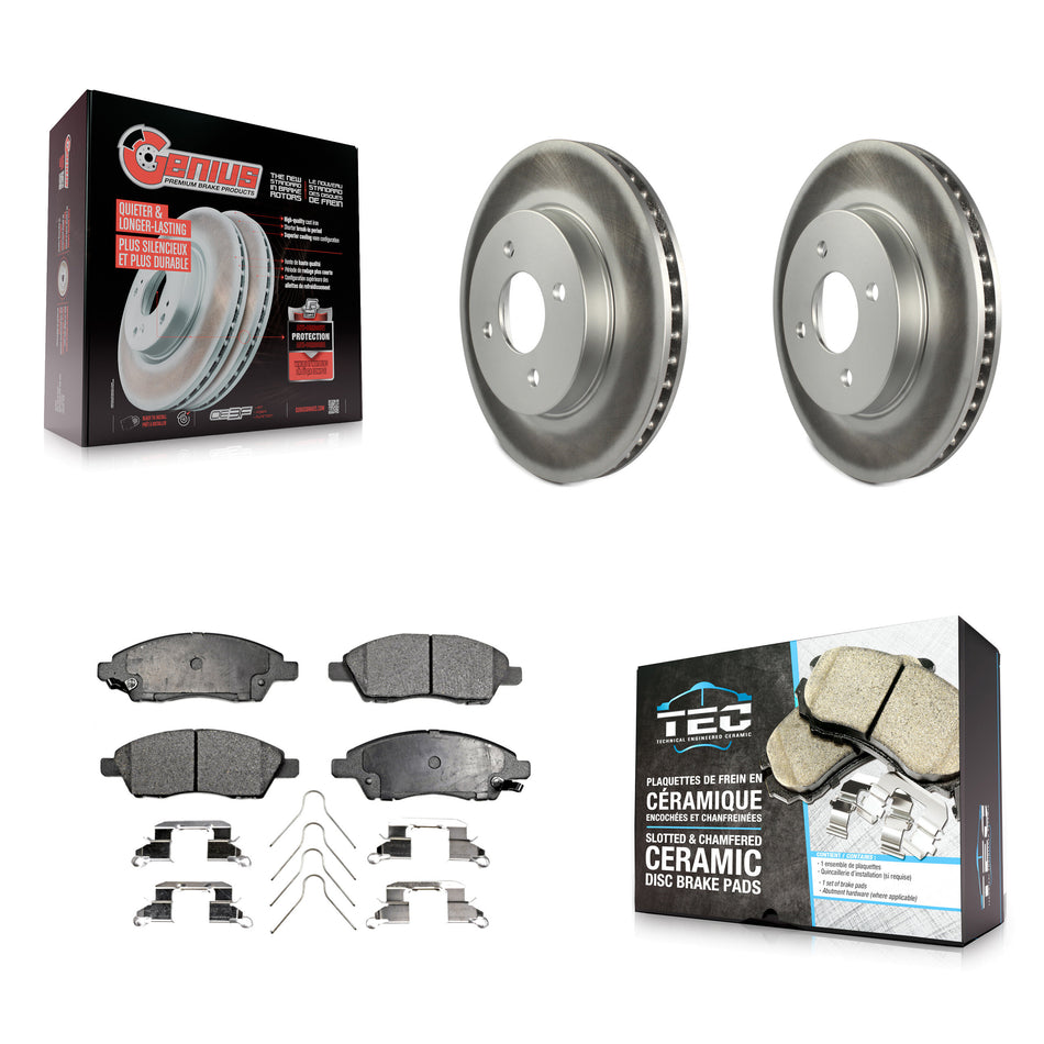 Front Coated Disc Brake Rotors And Ceramic Pads Kit For Nissan Micra Versa Note KGT-100507