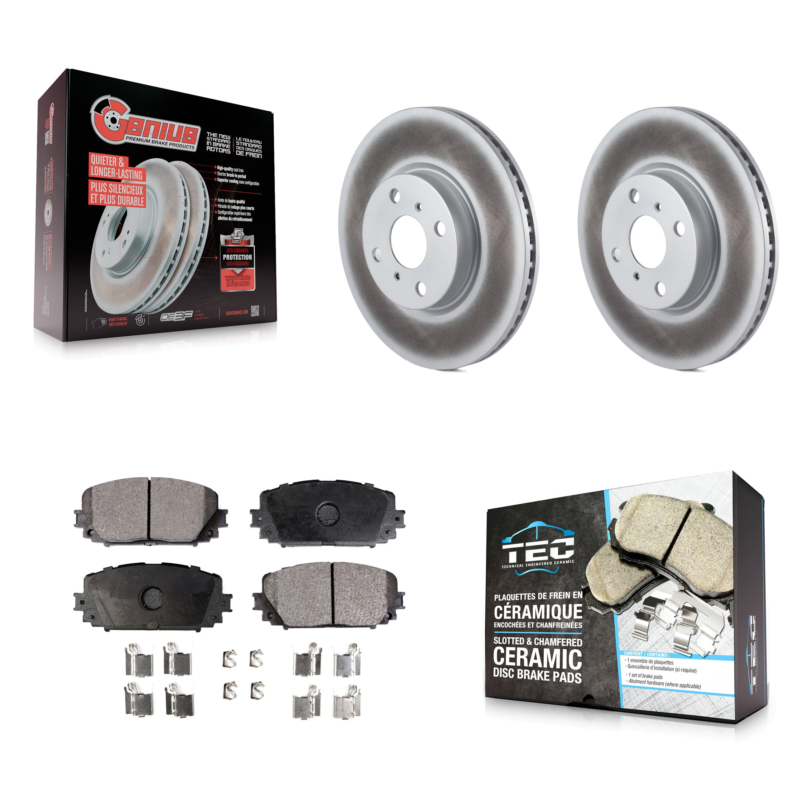 Front Coated Disc Brake Rotors And Ceramic Pads Kit For Toyota Yaris KGT-100508