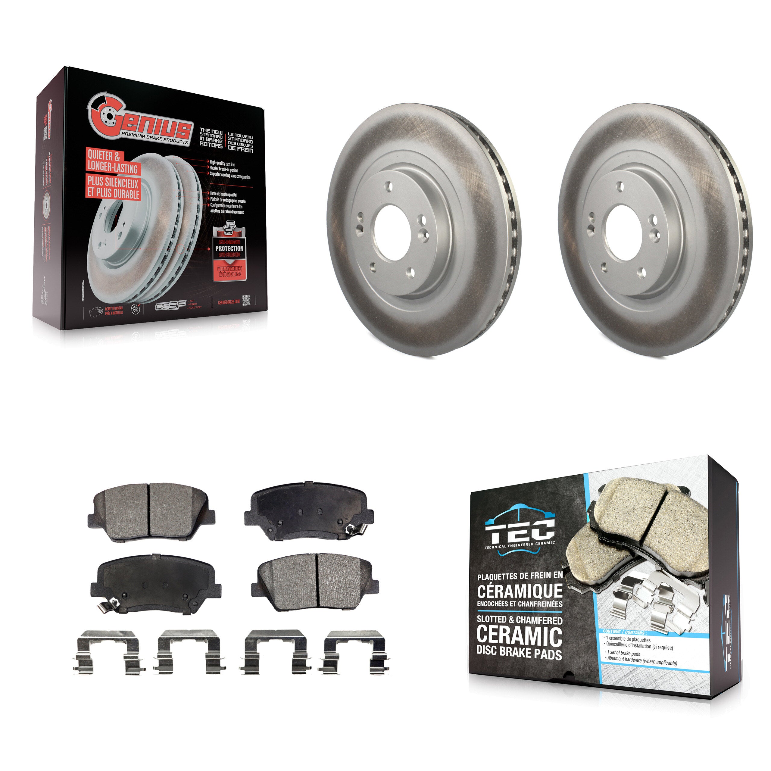 Front Coated Disc Brake Rotors And Ceramic Pad Kit For Hyundai Santa Fe Sport Kia Sorento KGT-100513