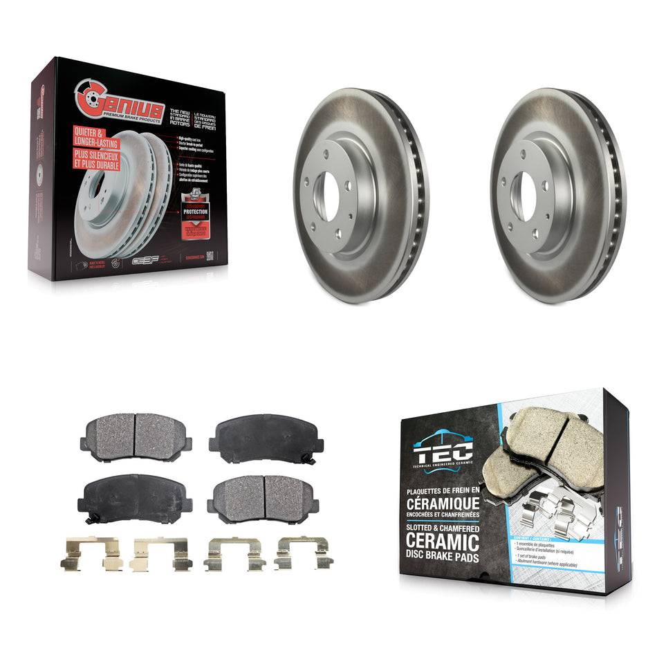 Front Coated Disc Brake Rotors And Ceramic Pads Kit For 2013-2015 Mazda CX-5 KGT-100516