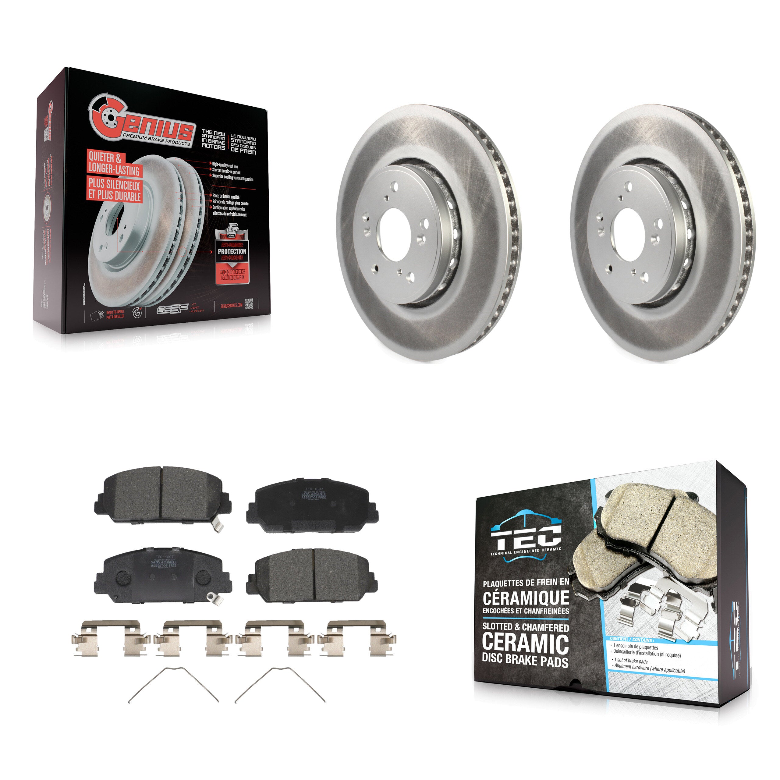 Front Coated Disc Brake Rotors And Ceramic Pads Kit For Acura RDX ILX KGT-100518