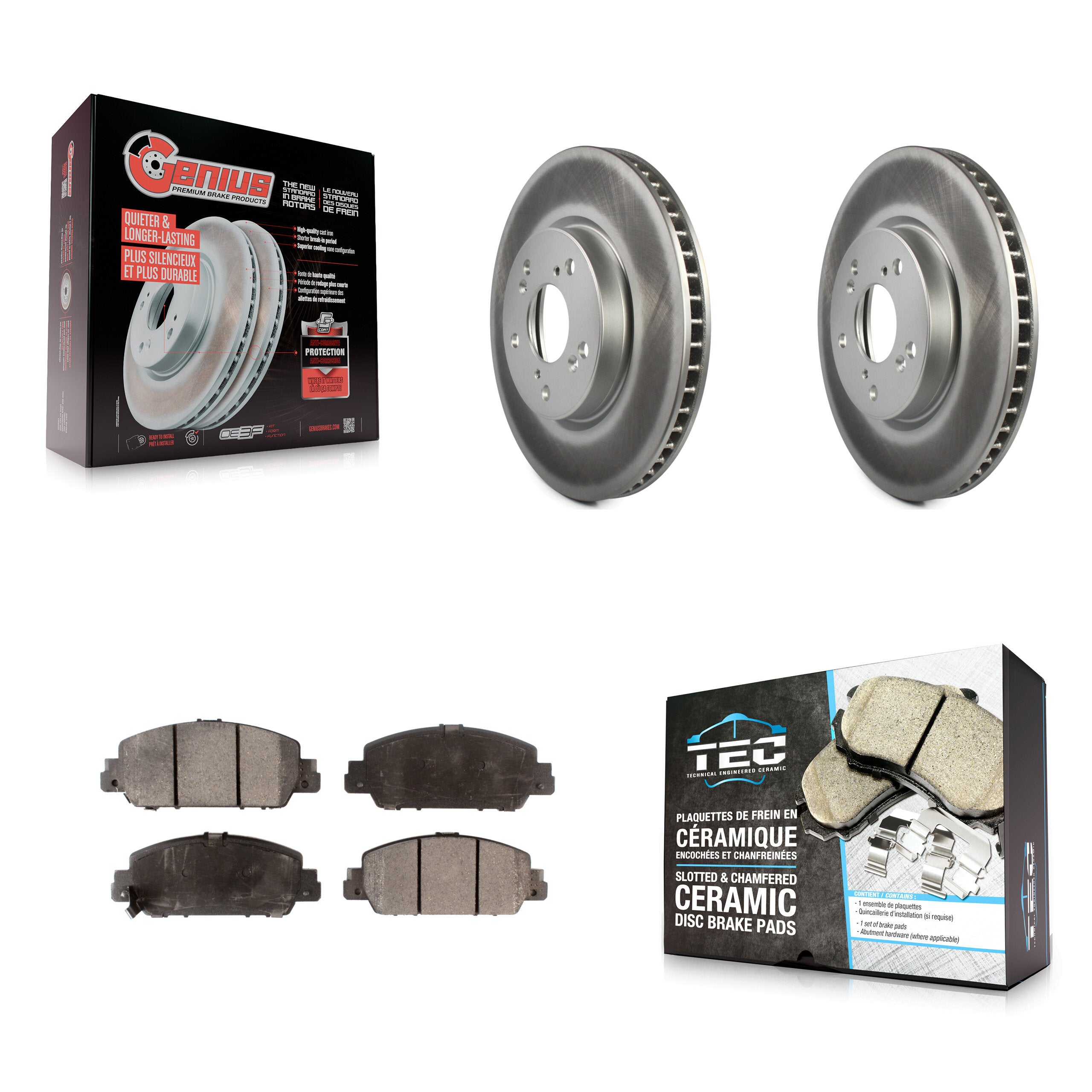Front Coated Disc Brake Rotors And Ceramic Pads Kit For Honda Accord KGT-100519