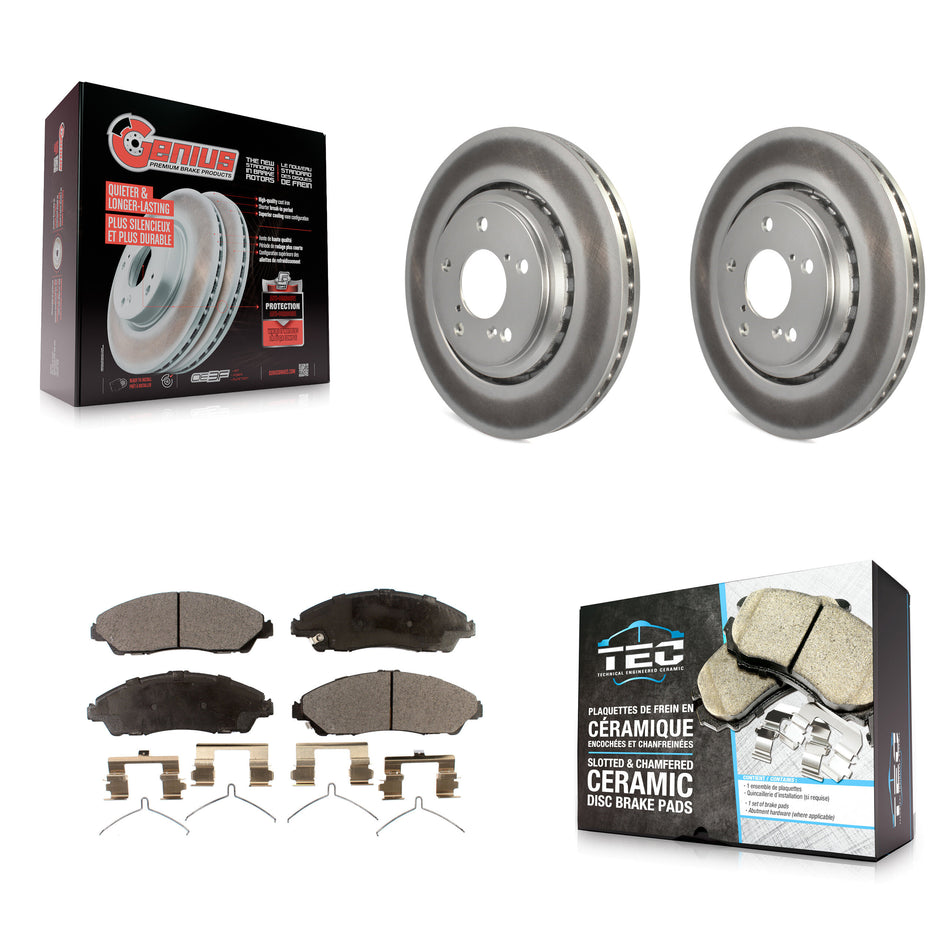 Front Coated Disc Brake Rotors And Ceramic Pads Kit For Honda Pilot Ridgeline Acura MDX KGT-100524