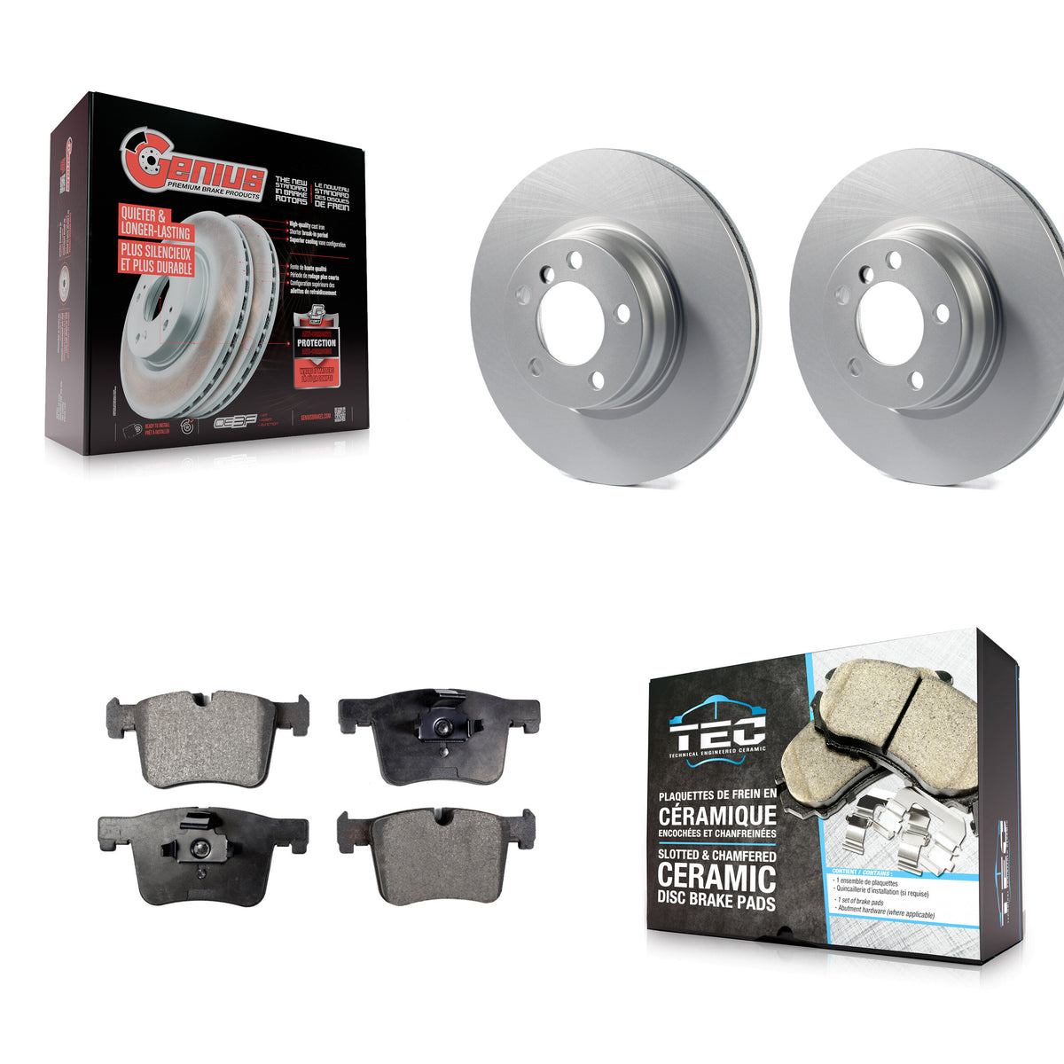 Front Coat Brake Rotors Ceramic Pad Kit For BMW 328i 330e With 330mm Diameter Rotor KGT-100529