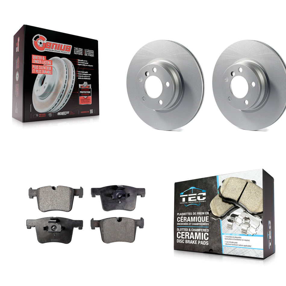 Front Coat Brake Rotors Ceramic Pad Kit For BMW 328i 330e With 330mm Diameter Rotor KGT-100529