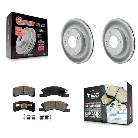 Front Coated Disc Brake Rotors And Ceramic Pads Kit For 2014-2015 Mitsubishi Mirage KGT-100530