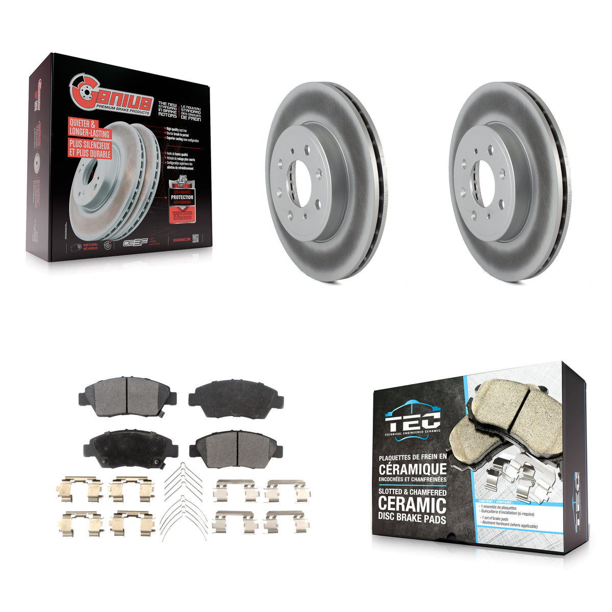Front Coated Disc Brake Rotors And Ceramic Pads Kit For 2015-2020 Honda Fit KGT-100531