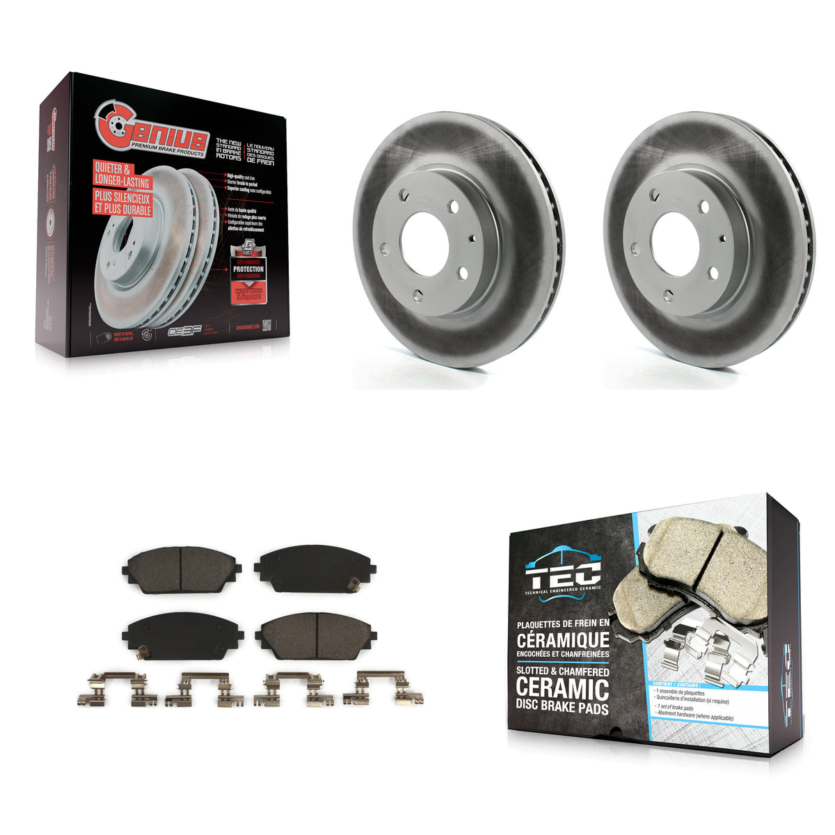 Front Coated Disc Brake Rotors And Ceramic Pads Kit For Mazda 3 CX-3 Sport KGT-100535