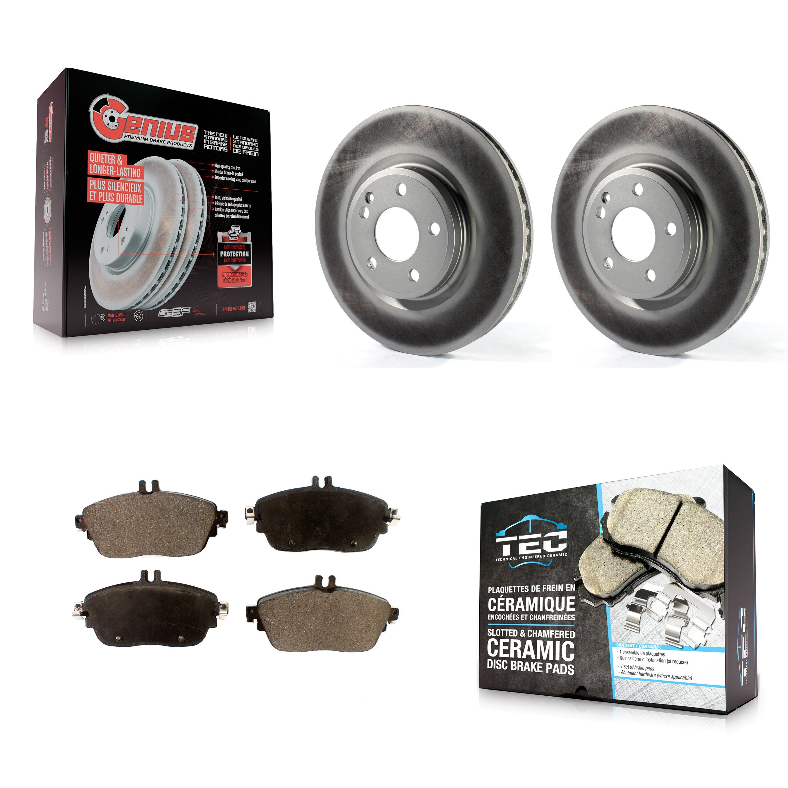 Front Coat Brake Rotor Ceramic Pad Kit For Mercedes-Benz GLA250 CLA250 B250 INFINITI QX30 KGT-100541