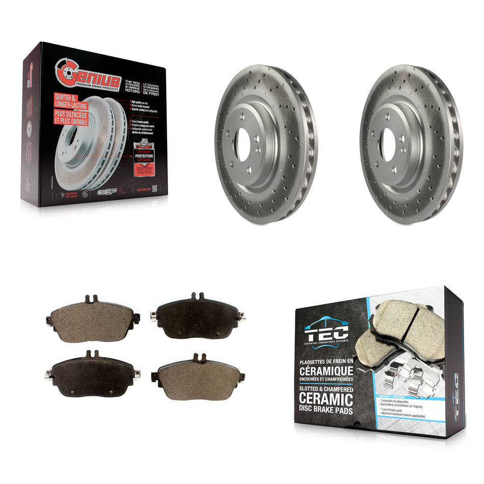 Front Coated Disc Brake Rotors And Ceramic Pads Kit For Mercedes-Benz GLA250 CLA250 B250 KGT-100542