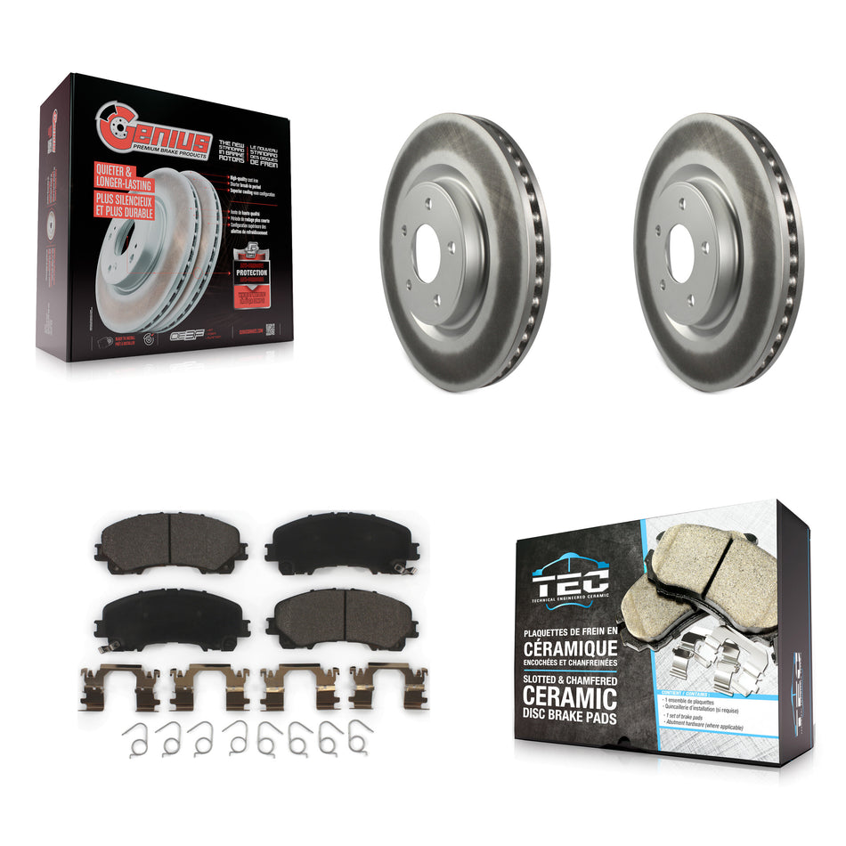 Front Coated Disc Brake Rotors And Ceramic Pads Kit For Nissan Rogue KGT-100543