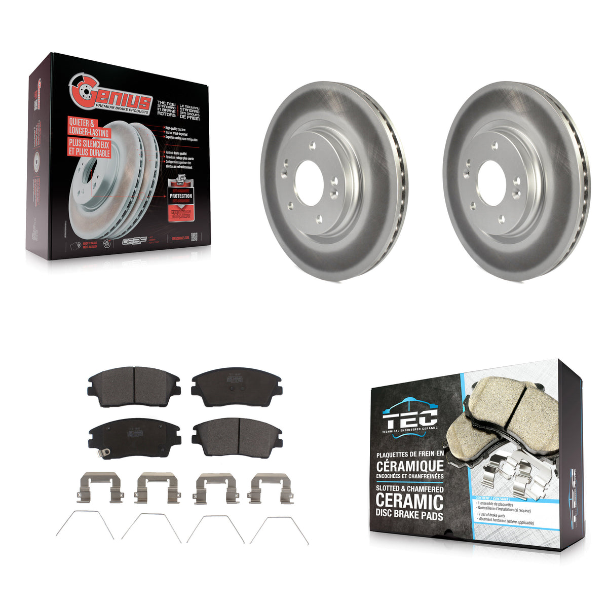 Front Coated Disc Brake Rotor And Ceramic Pad Kit For Hyundai Elantra Tucson Kia Sportage KGT-100551
