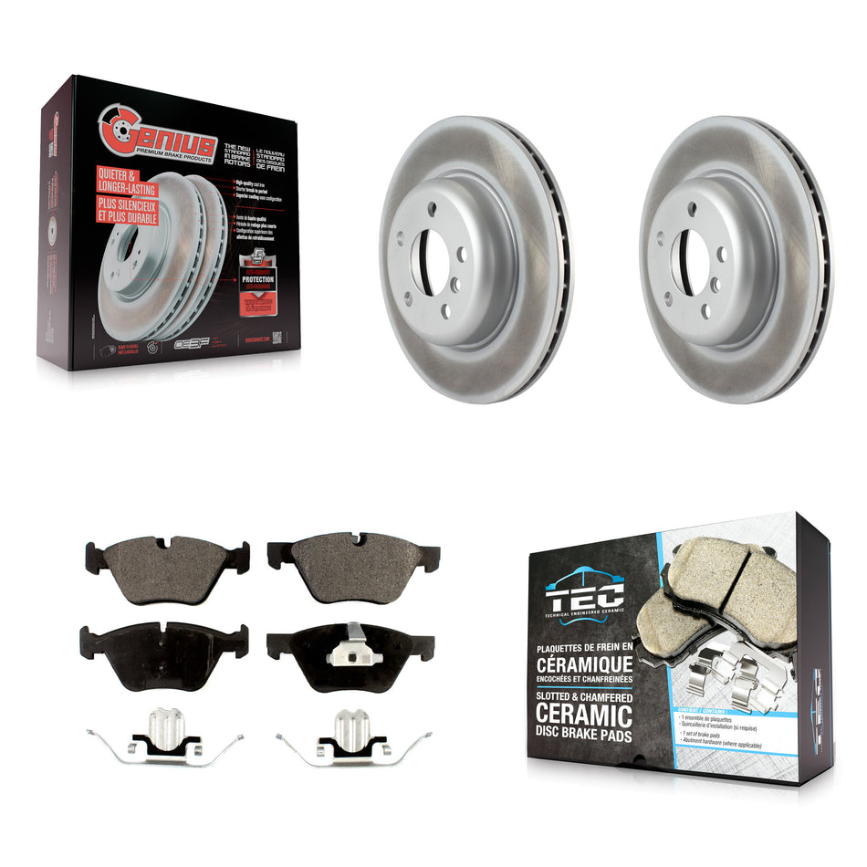 Front Coated Disc Brake Rotors And Ceramic Pads Kit For BMW 528i xDrive KGT-100555