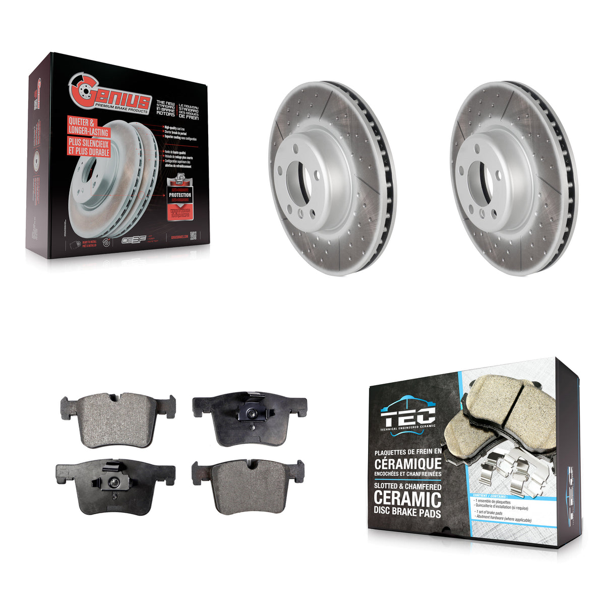 Front Coated Disc Brake Rotors And Ceramic Pads Kit For BMW 335i xDrive GT KGT-100560