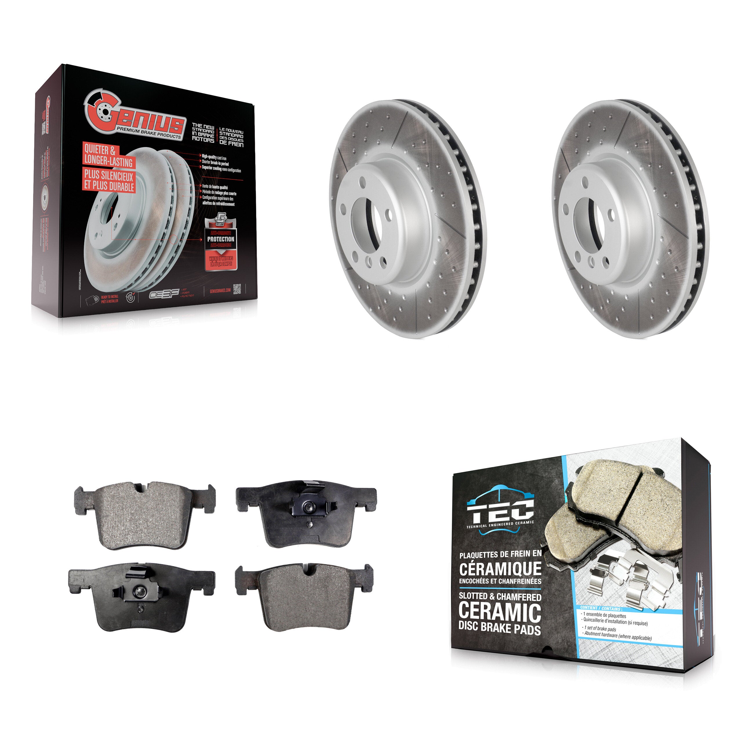 Front Coated Disc Brake Rotors And Ceramic Pads Kit For BMW 335i xDrive GT KGT-100560