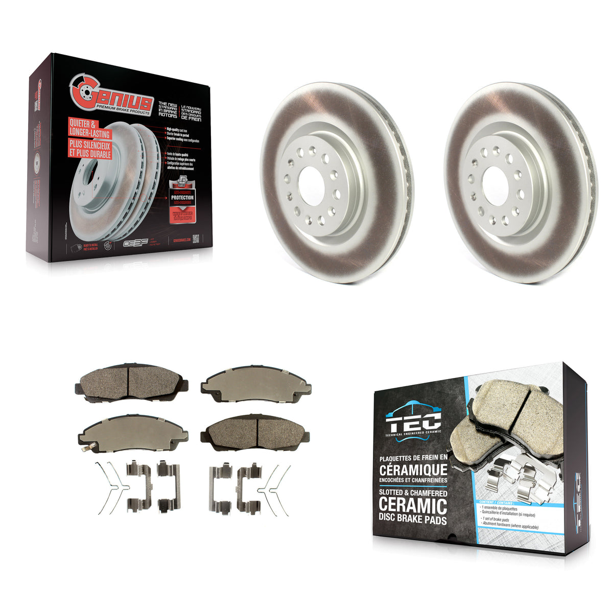 Front Coated Disc Brake Rotors And Ceramic Pads Kit For Cadillac XT5 Buick Enclave XT6 KGT-100563