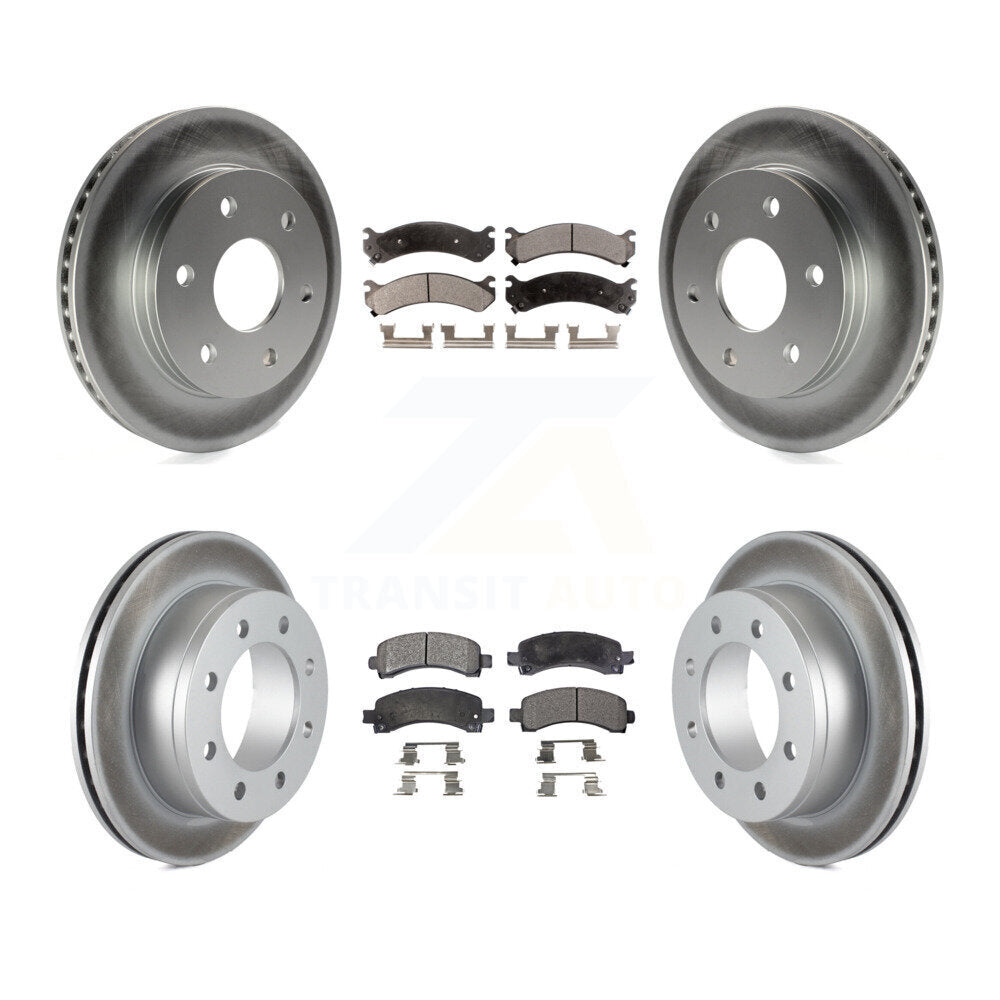 Front Rear Coated Brake Rotor & Ceramic Pad Kit For 2006 GMC Savana 2500 With 7300 Lb GVW KGT-100587