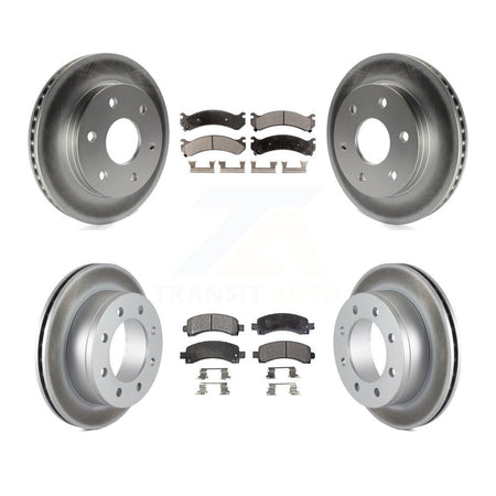 Front Rear Coated Brake Rotor & Ceramic Pad Kit For 2006 GMC Savana 2500 With 7300 Lb GVW KGT-100587