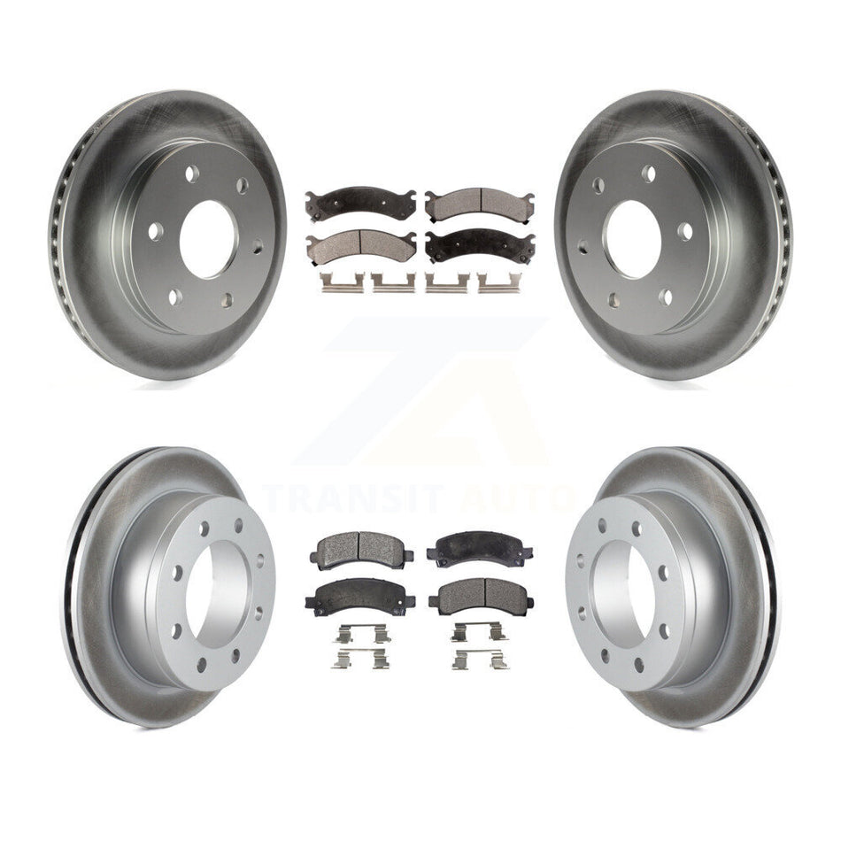 Front Rear Coated Brake Rotor & Ceramic Pad Kit For 2006 GMC Savana 2500 With 7300 Lb GVW KGT-100587