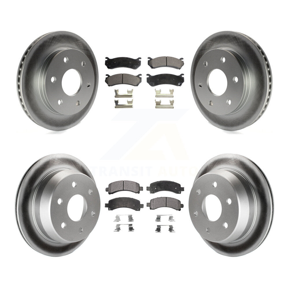 Front Rear Coated Disc Brake Rotors And Ceramic Pads Kit For Chevrolet Avalanche 1500 KGT-100591