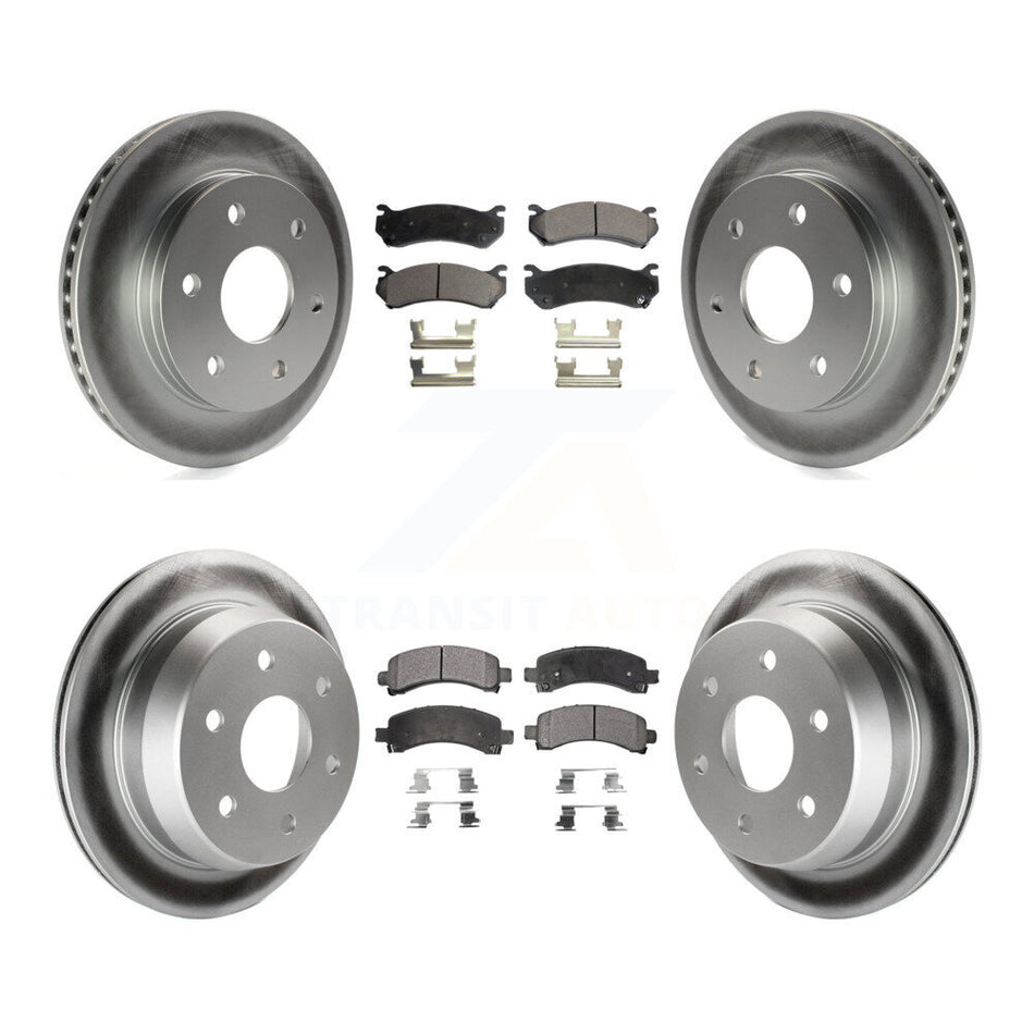 Front Rear Coated Disc Brake Rotors And Ceramic Pads Kit For Chevrolet Avalanche 1500 KGT-100591