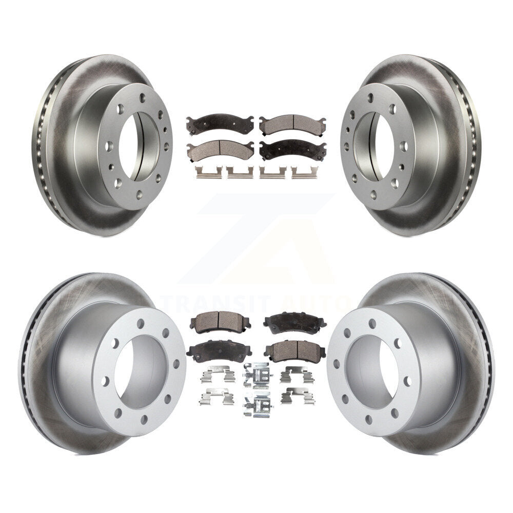 Front Rear Coated Disc Brake Rotors And Ceramic Pads Kit For 2001 GMC Sierra 3500 KGT-100603